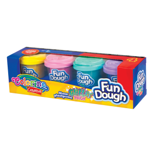 Masa plastyczna Colorino Fun Dough, 4 kolory x 56g, Pastel z brokatem